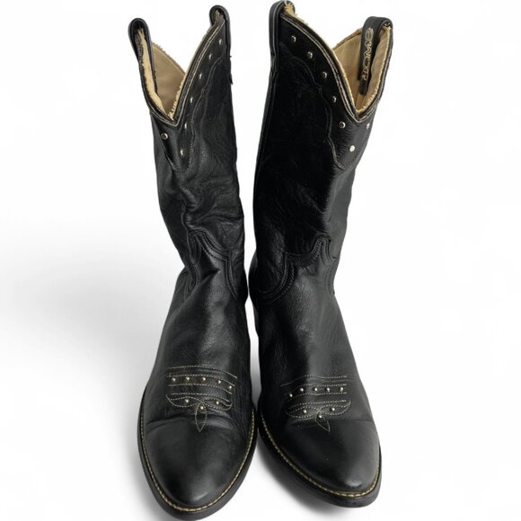 Dingo Vintage Leather Black Studded Western Cowgirl Cowboy Boots Women's 7.5 M - Picture 2 of 13